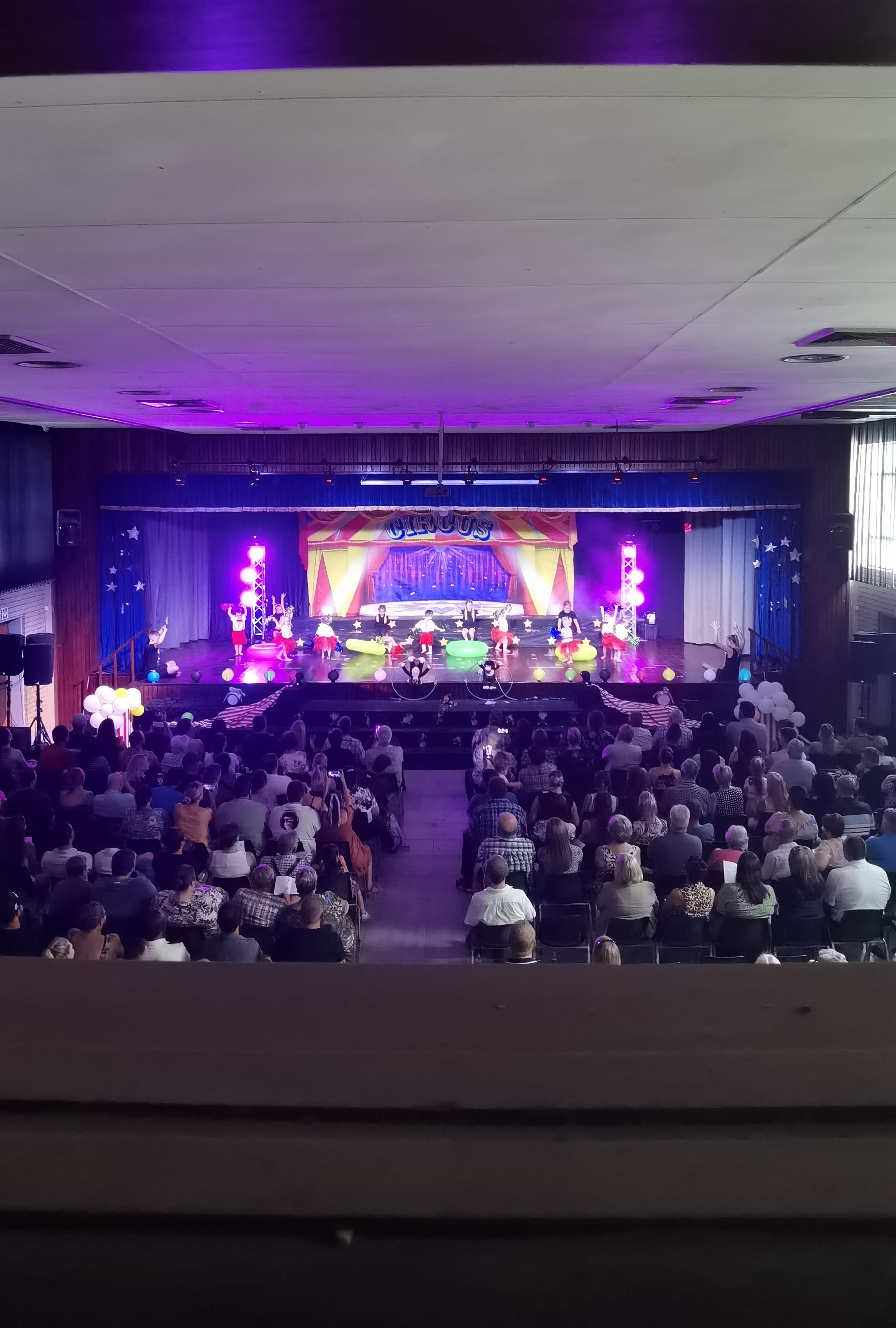 School concert stage and lighting